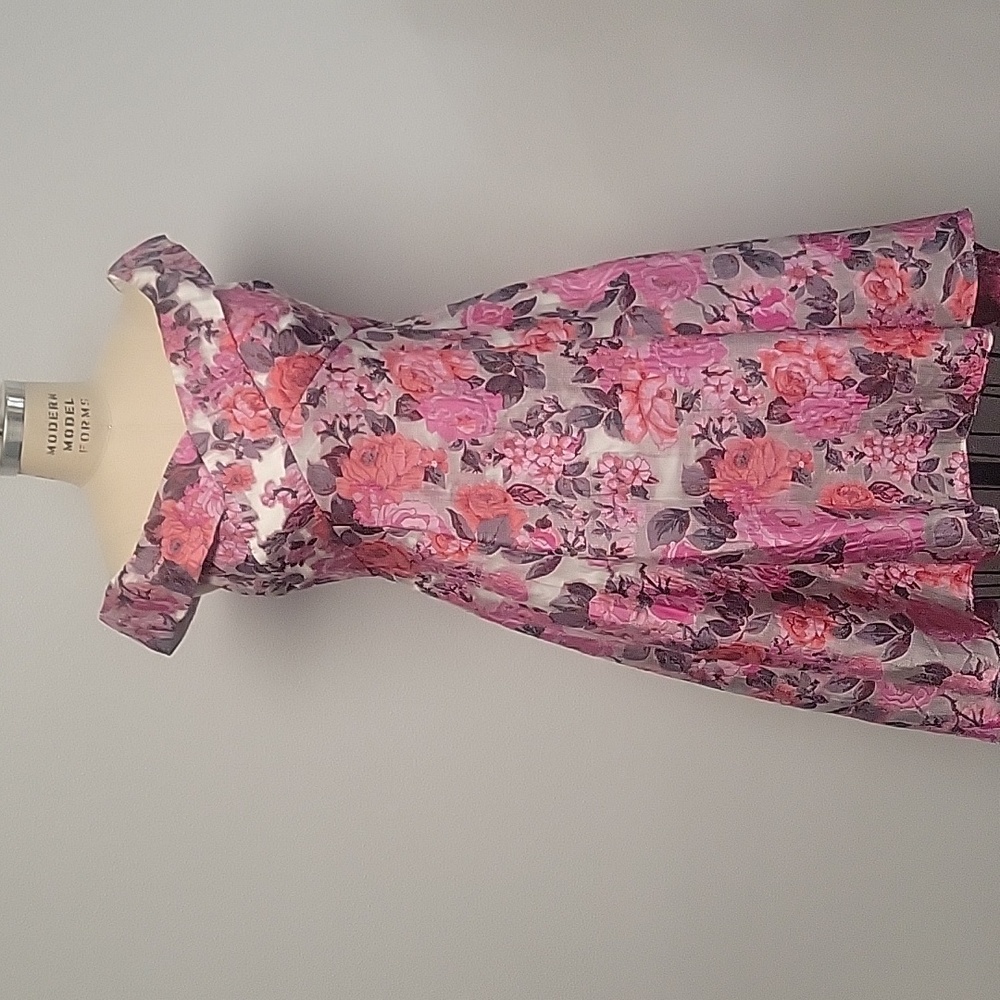 Adrianna Papell High-Low Off-The-Shoulder Jacquard Dress With Pockets Size 12
